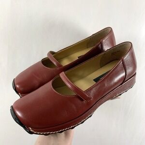 VTG Crossing Pointe Womens Square Toe Leather Mary Jane Shoes Size 7.5 M Red Y2K